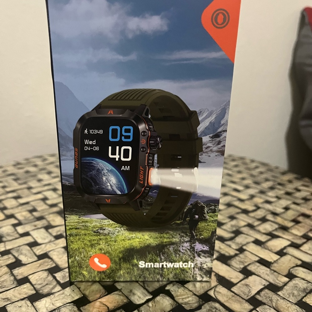 Rugged Smartwatch with Black and Olive Strap